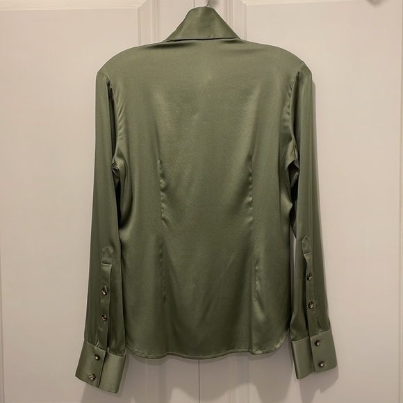 Domenico Vacca Dark Green Button Front Blouse - Picture 3 of 9